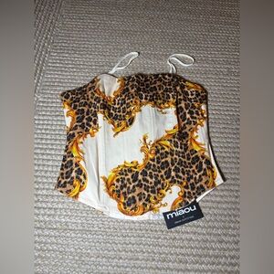 MIAOU X Urban outfitters leopard print corset top size small NEW